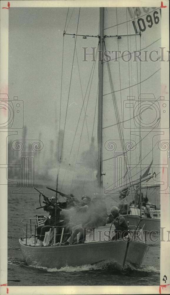 1972 Press Photo Texas Navy fires salute in honor of Battle of San Jacinto