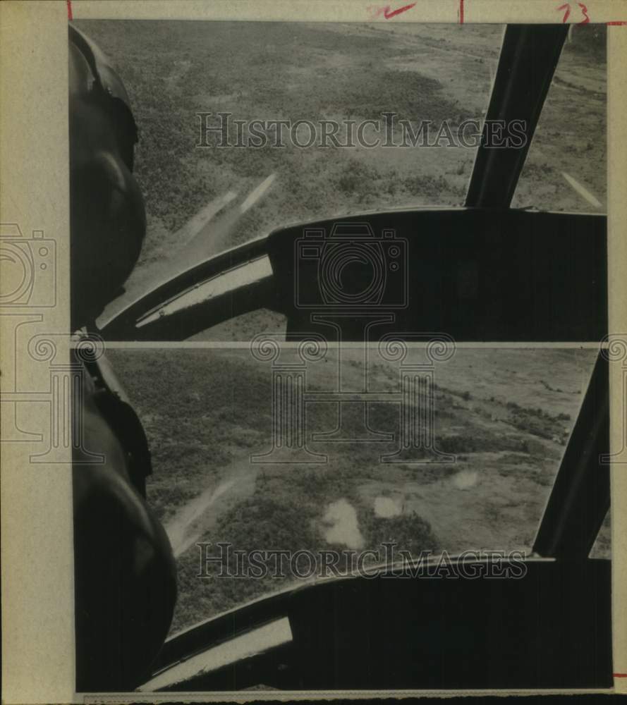 1971 Press Photo View from command helicopter; Major James Newman, Vietnam