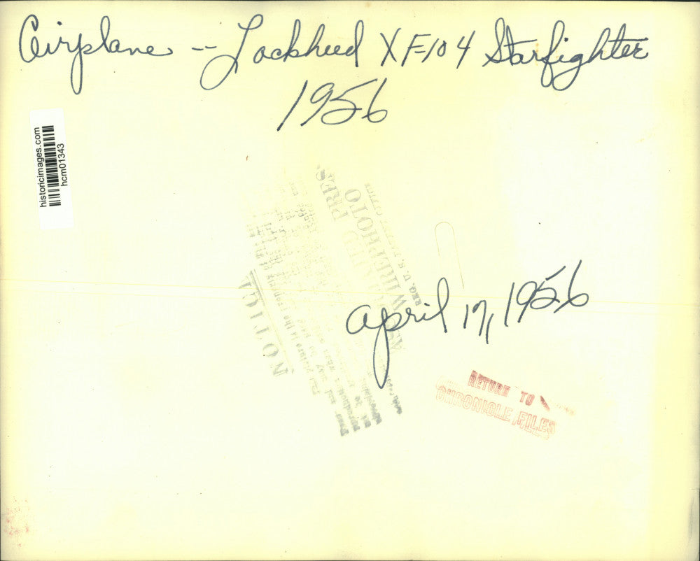 1956 Press Photo United States Air Force - Lockheed XF104 Starfighter in flight