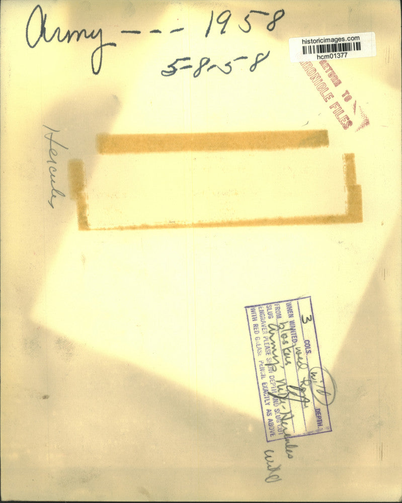 1958 Press Photo U.S. Army Hercules rocket aimed at sky - hcm01377