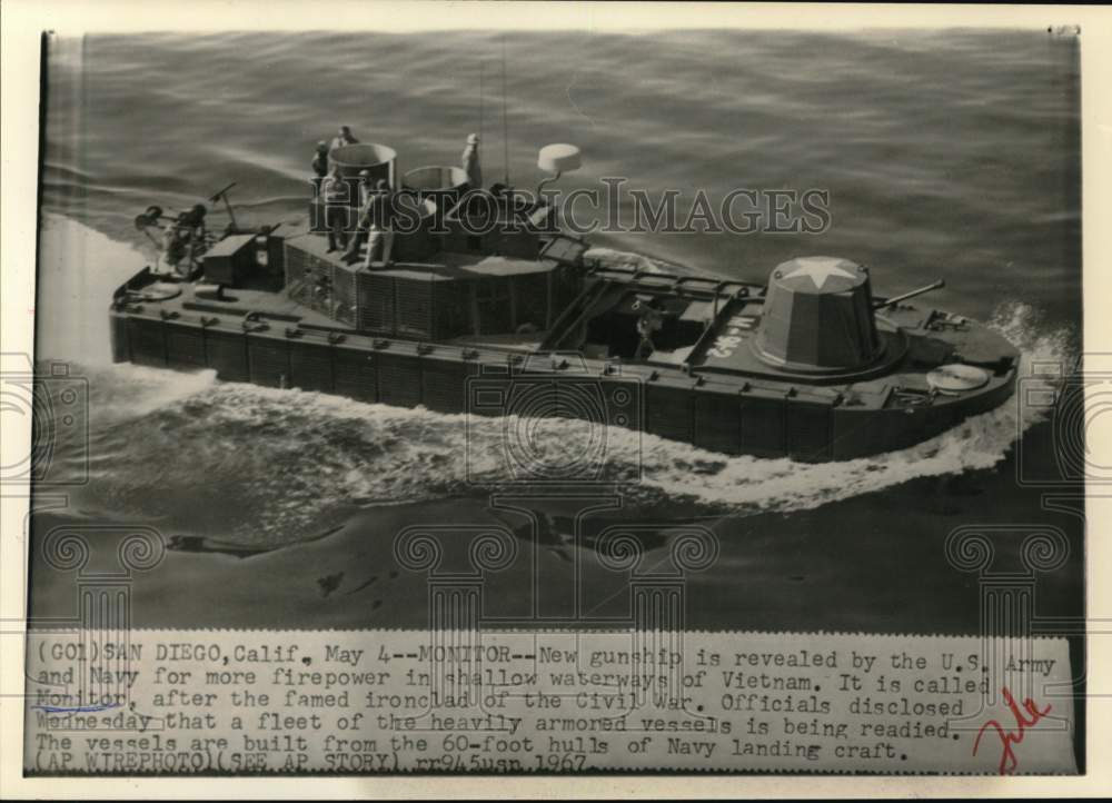 1967 Press Photo Monitor, New gunship of the U.S. Army & navy - hcm02228