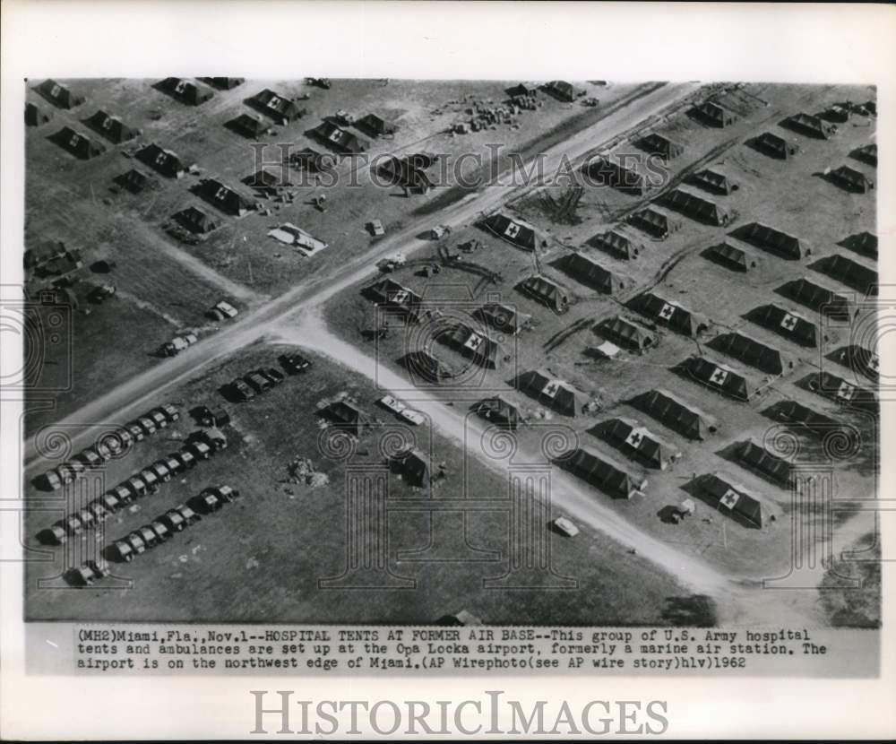 1962 Press Photo Army Hospital Tents at Opa Locka Airport in Miami, Florida