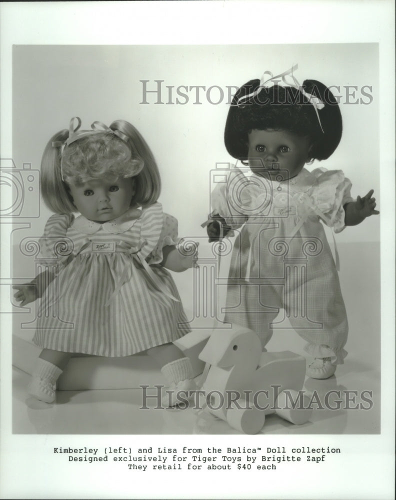 1989 Press Photo Kimberley and Lisa from the "Balica" Doll collection.- Historic Images