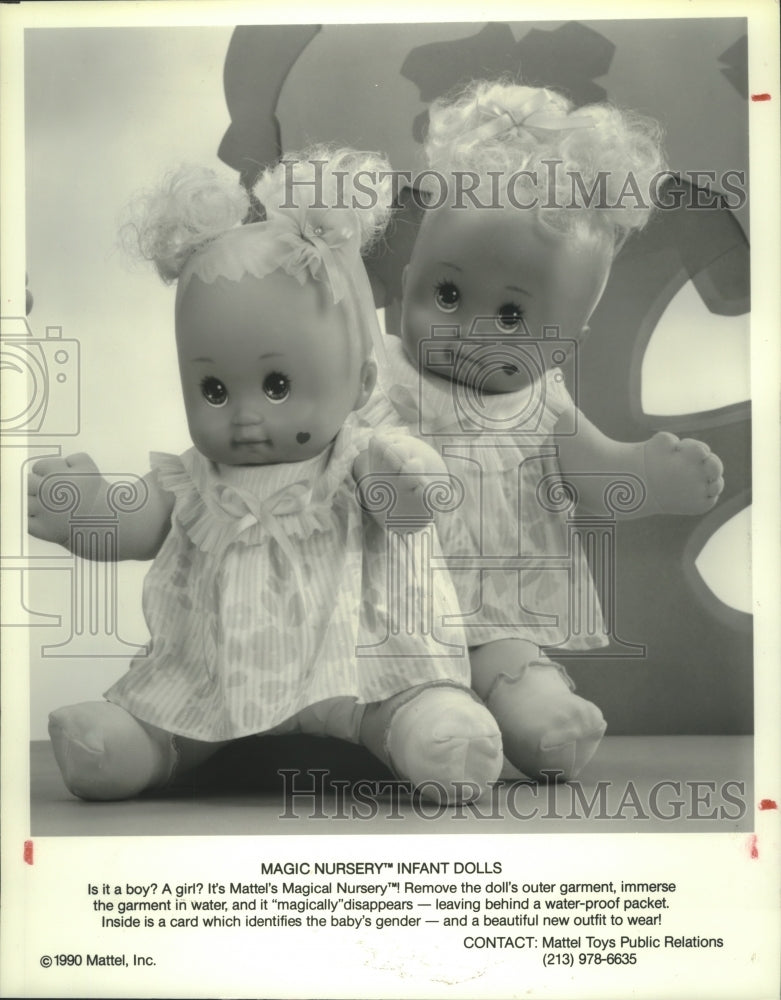 1990 Press Photo Magic Nursery &quot;Infant&quot; Dolls from Mattel. - hcp01204- Historic Images