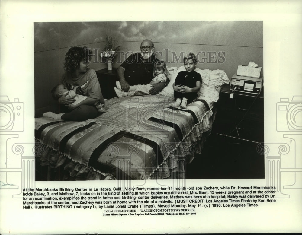 1990 Press Photo Marchbanks Birthing Center in La Habra, CA birthing room.- Historic Images