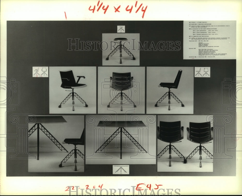 1983 Press Photo WSC, furniture group with wire-form bases. - hcp03136- Historic Images