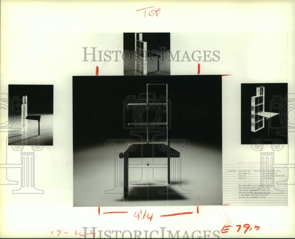 1983 Press Photo A freestanding window seat with cast glass block back.- Historic Images