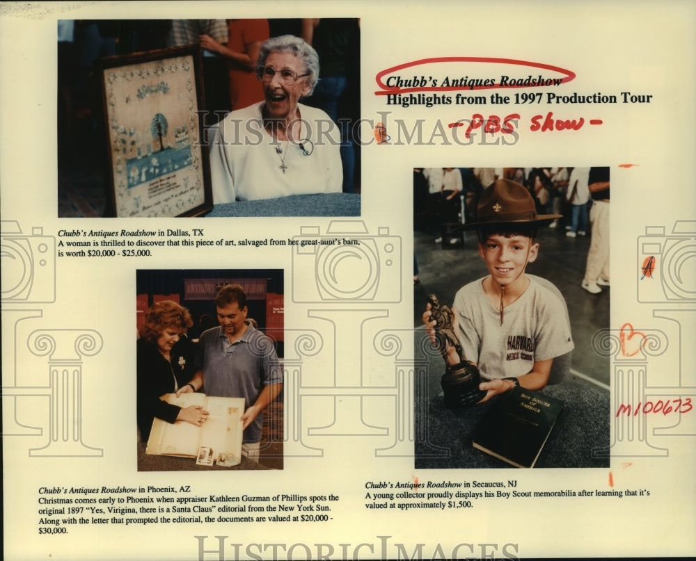 1997 Press Photo Scenes from Chubb&#39;s Antiques Roadshow. - hcp03270- Historic Images