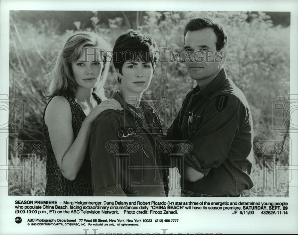 1990 Press Photo Actors starring in season premiere of &quot;China Beach&quot; on ABC.- Historic Images