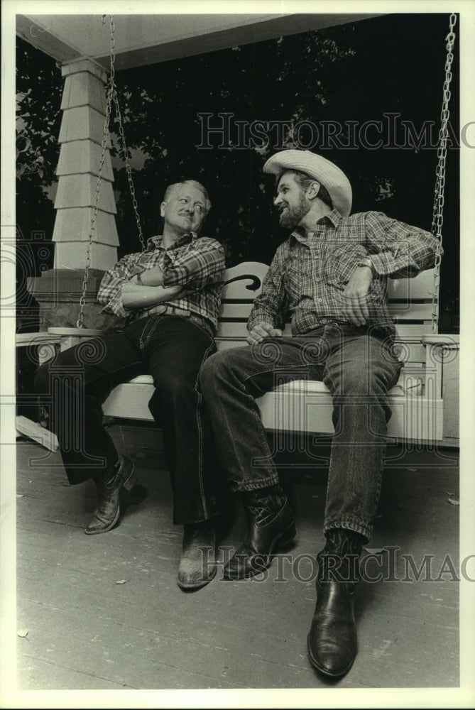 1986 Press Photo Morgan Redmond and Paul Mathews act in The Pony Ring play- Historic Images