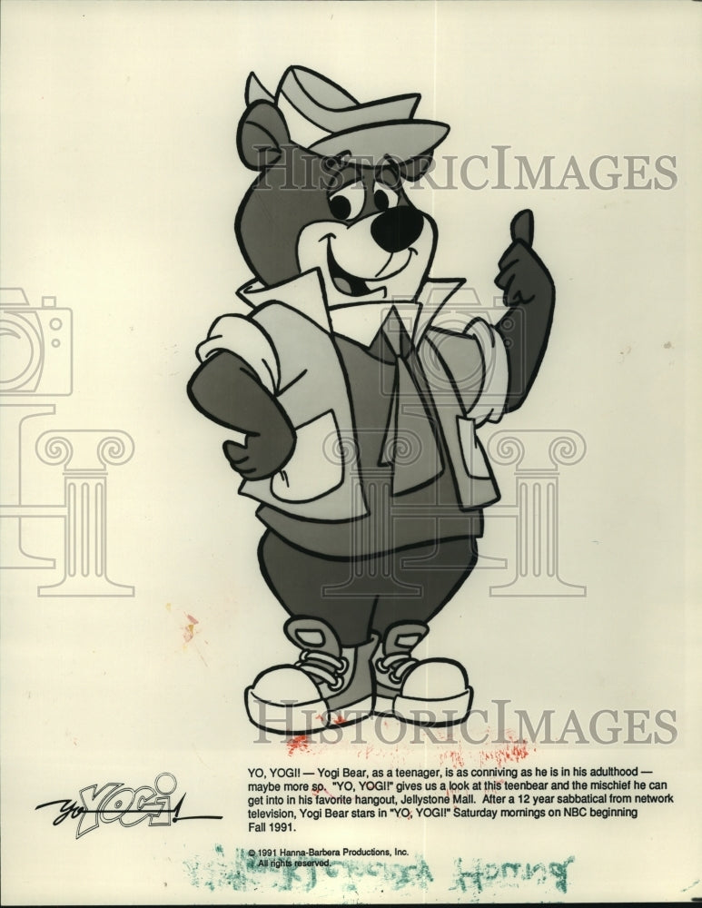 1991 Press Photo Cartoon image of Yogi Bear as a teenager - hcp03736- Historic Images