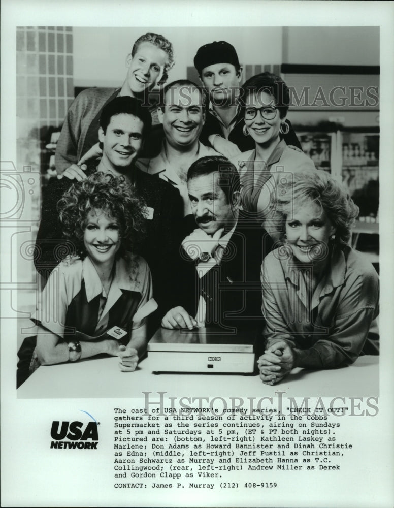 1987 Press Photo The cast of a television comedy series &quot;Check It Out!&quot;- Historic Images