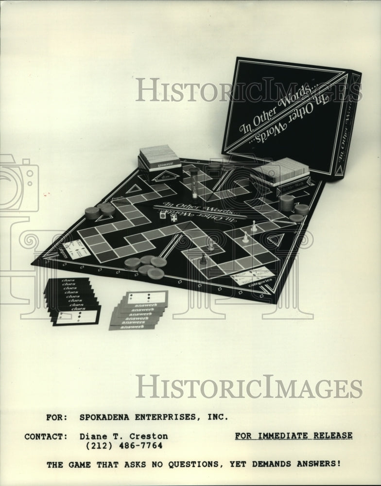 1988 Press Photo Board game by Spokadena Enterprises, In Other Words...- Historic Images
