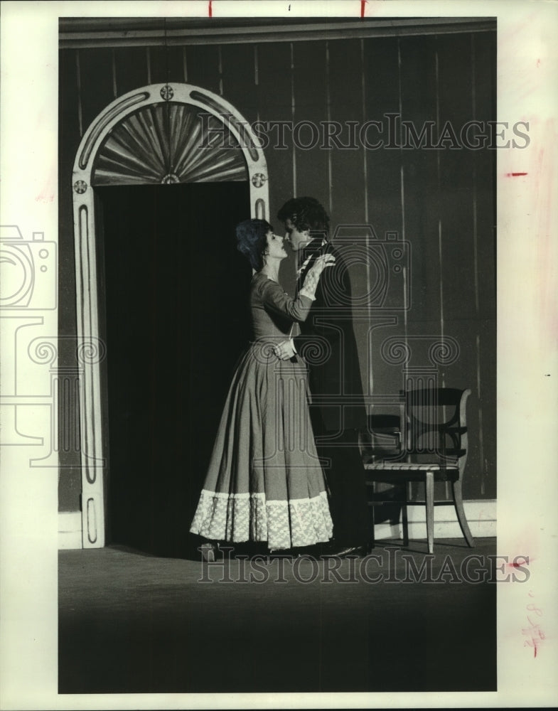 1986 Press Photo Mary Lee and Stephen Horn act in &quot;The Lone Star&quot; play- Historic Images