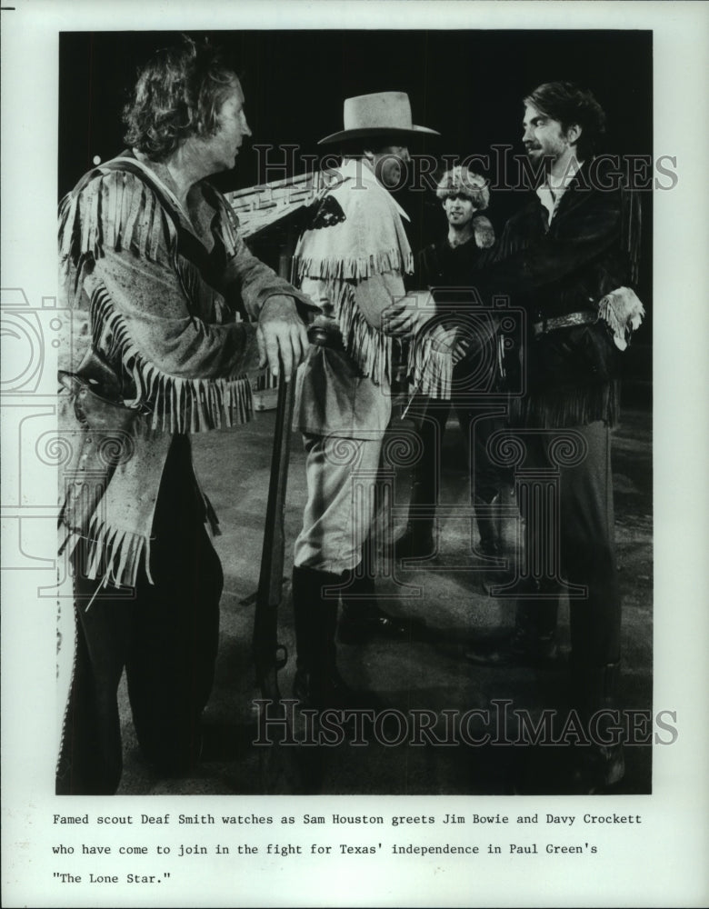 1985 Press Photo Actors in Paul Green&#39;s &quot;The Lone Star&quot; play in Galveston, Texas- Historic Images