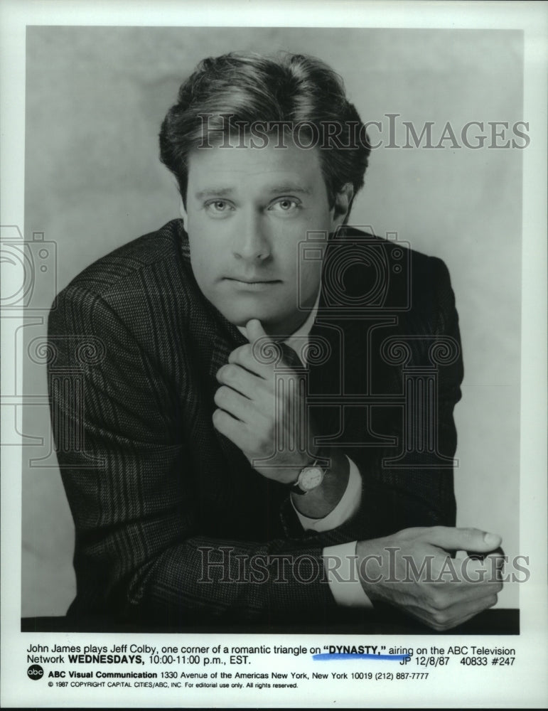 1987 Press Photo John James acts as Jeff Colby in the series &quot;Dynasty&quot;- Historic Images