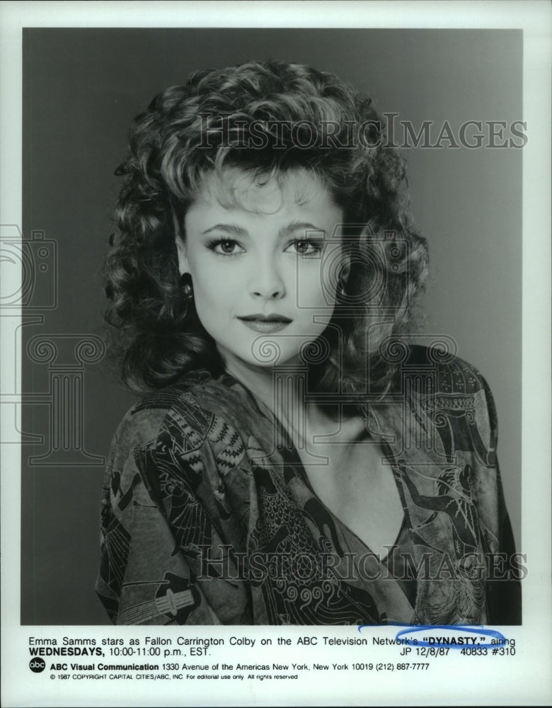 1987 Press Photo Emma Samms acts in the television series &quot;Dynasty&quot; - hcp04100- Historic Images