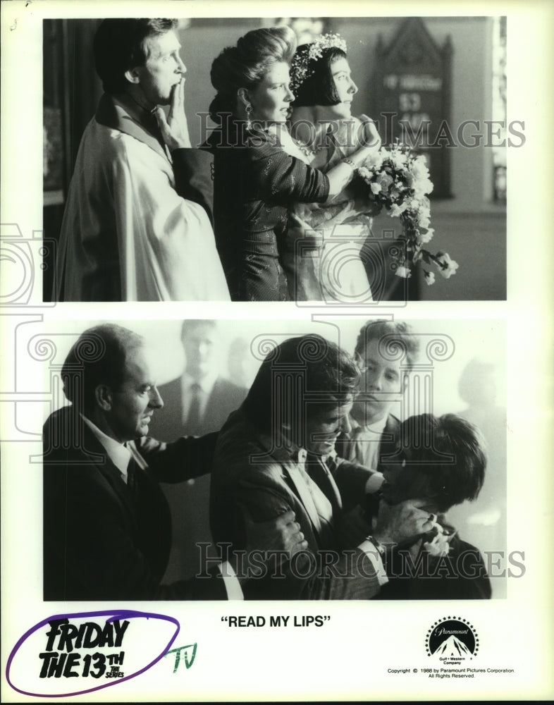 1988 Press Photo Scenes from &quot;Read my Lips&quot; episode of Friday the 13th series- Historic Images