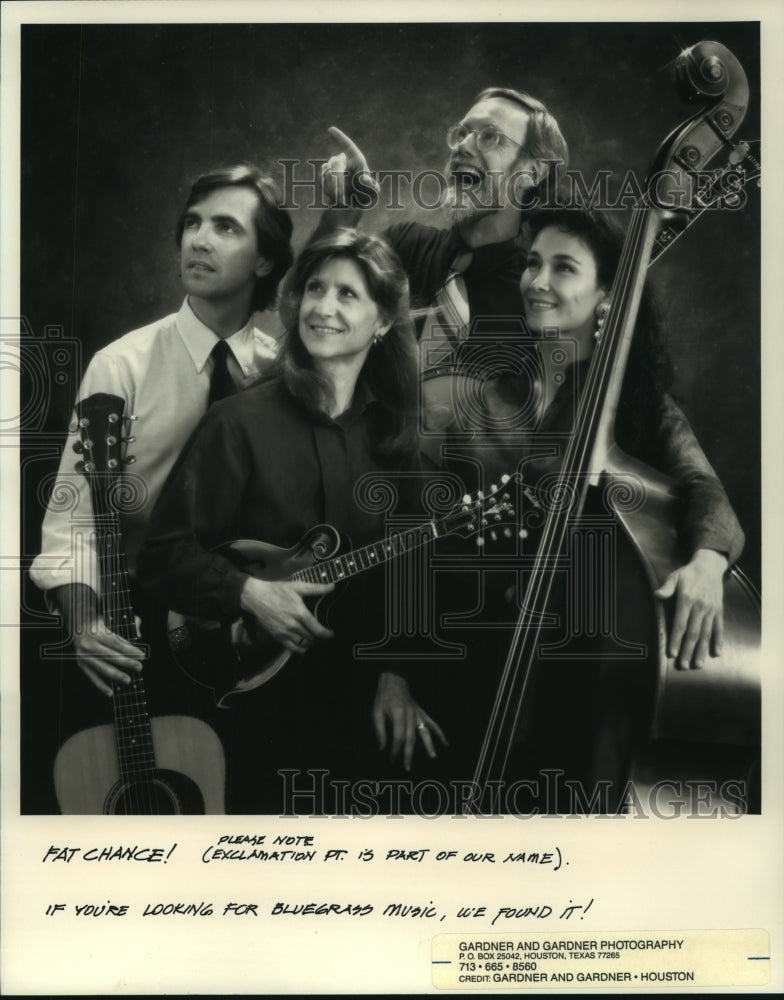 1989 Press Photo Members of blue grass music group &quot;Fat Chance!&quot;. - hcp04210- Historic Images