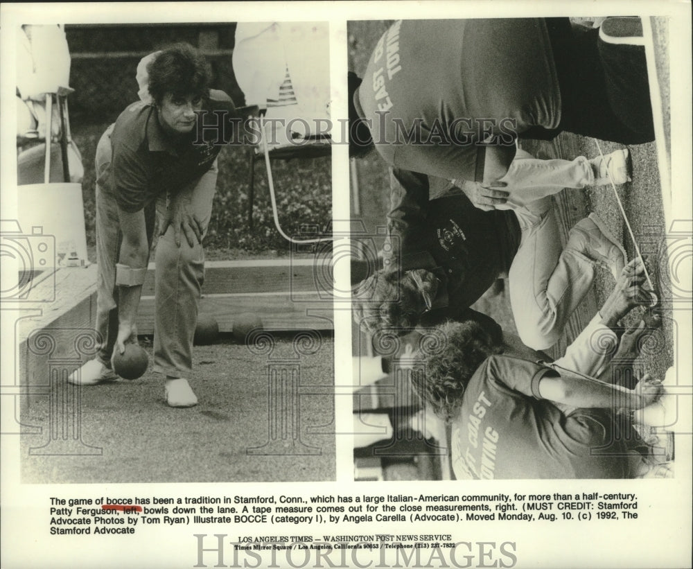 1992 Press Photo People play bocce ball in Stamford, Connecticut - hcp04351- Historic Images