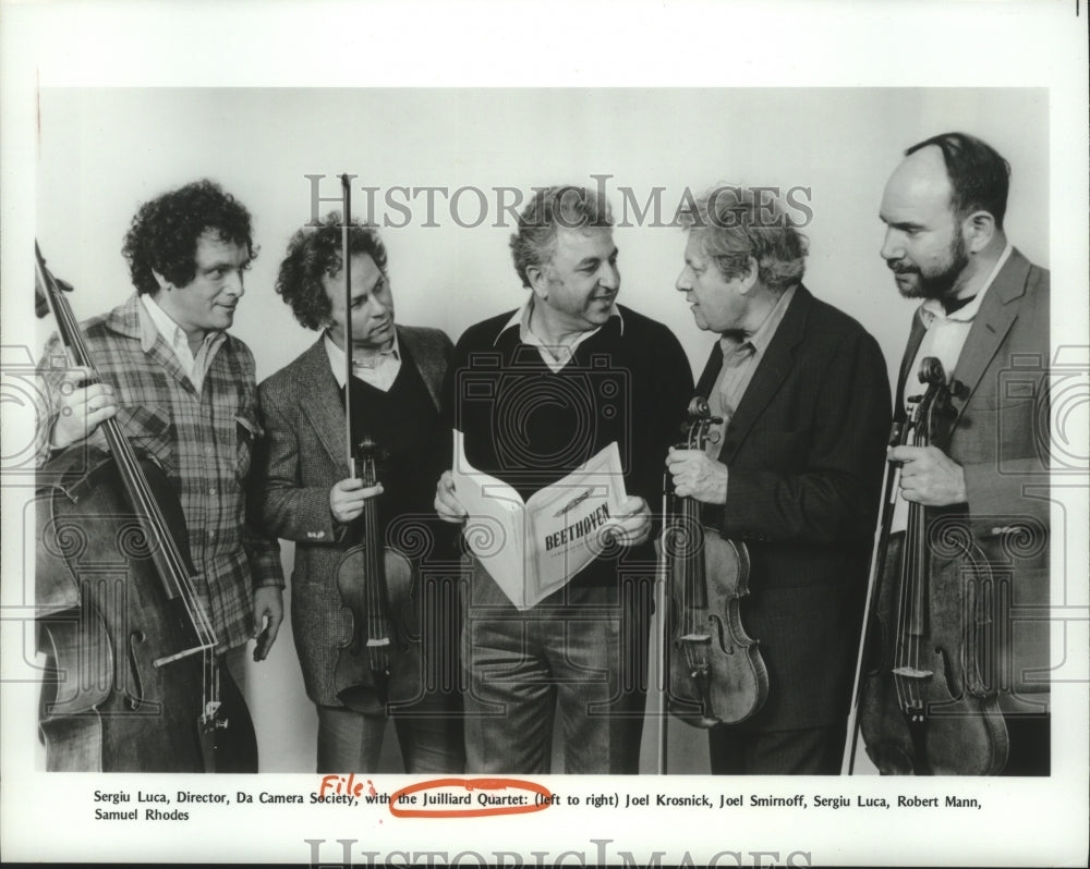 1988 Press Photo Sergiu Luca, Da Camera Society Director, with Juilliard Quartet- Historic Images