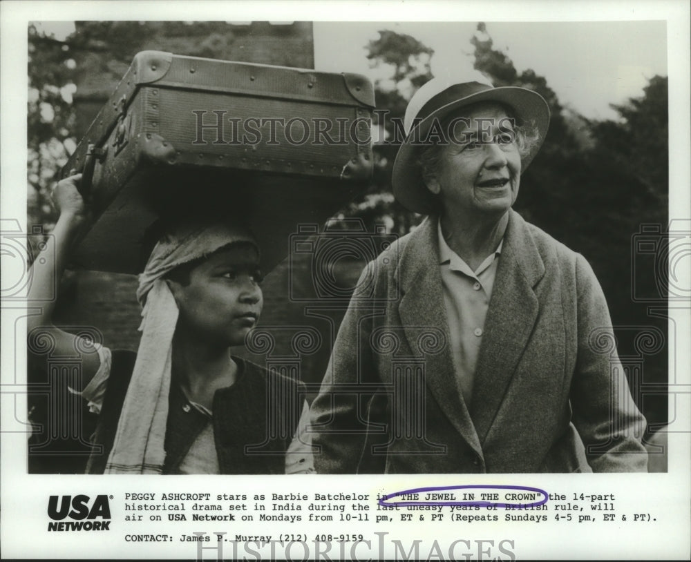 1986 Press Photo Peggy Ashcroft stars in the drama &quot;Jewel in the Crown&quot; on USA.- Historic Images