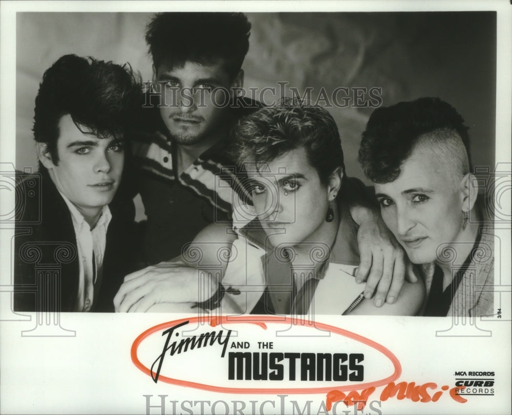 1984 Press Photo Members of the pop music group Jimmy and the Mustangs- Historic Images