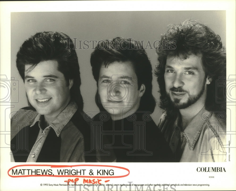 1993 Press Photo Members of the pop music group Matthews, Wright, & King- Historic Images