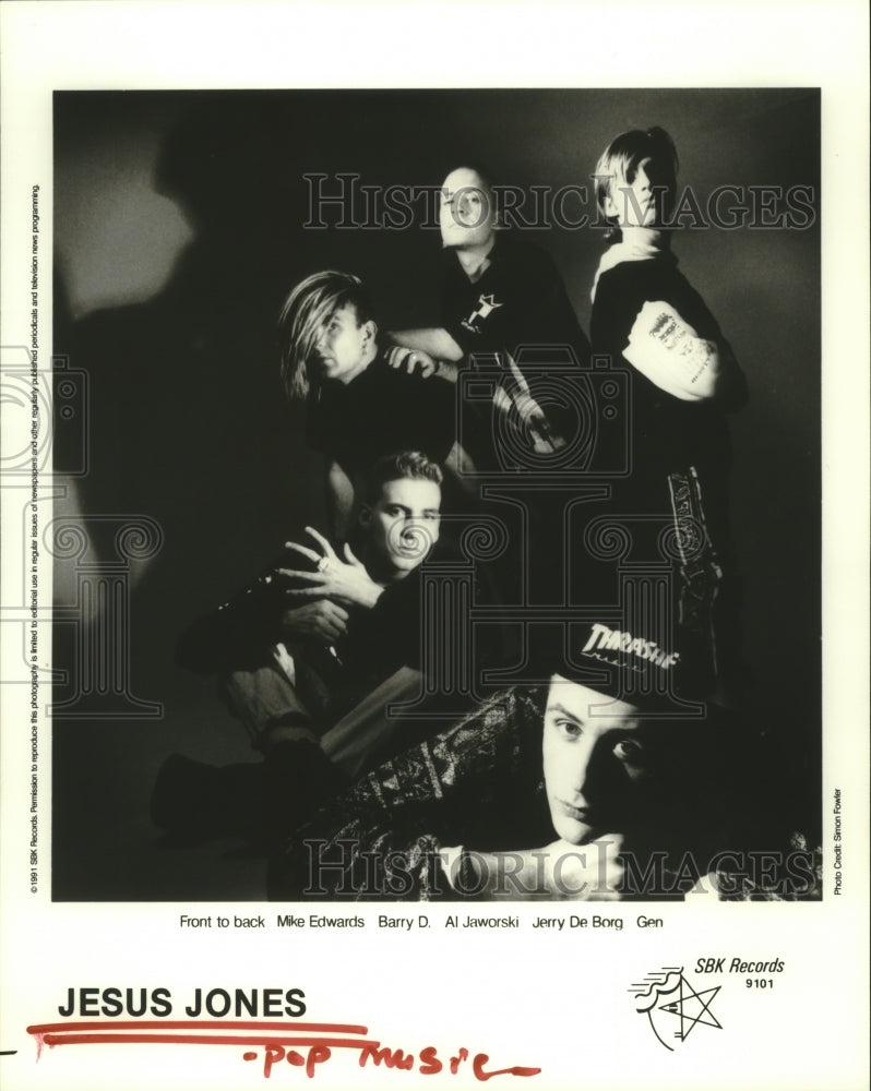 1992 Press Photo Members of pop music group &quot;Jesus Jones&quot;. - hcp04995- Historic Images