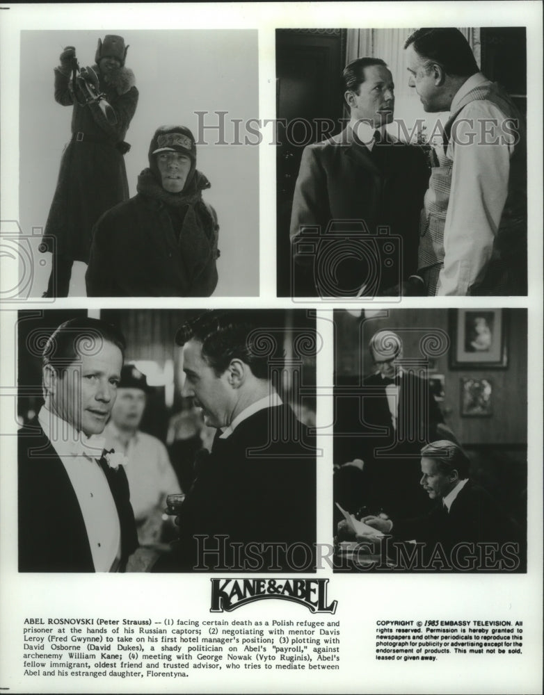 1985 Press Photo Members of the cast of &quot;Kane &amp; Abel&quot; miniseries during scenes- Historic Images