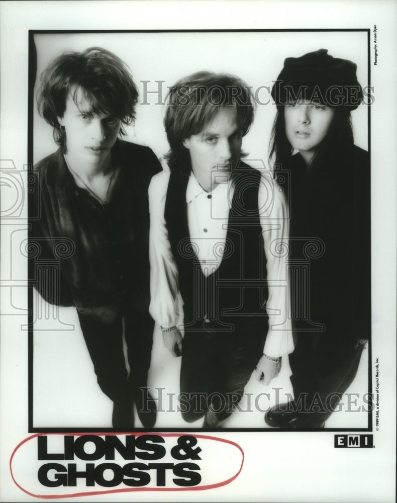 1989 Press Photo Members of the rock music group Lions &amp; Ghosts - hcp05503- Historic Images