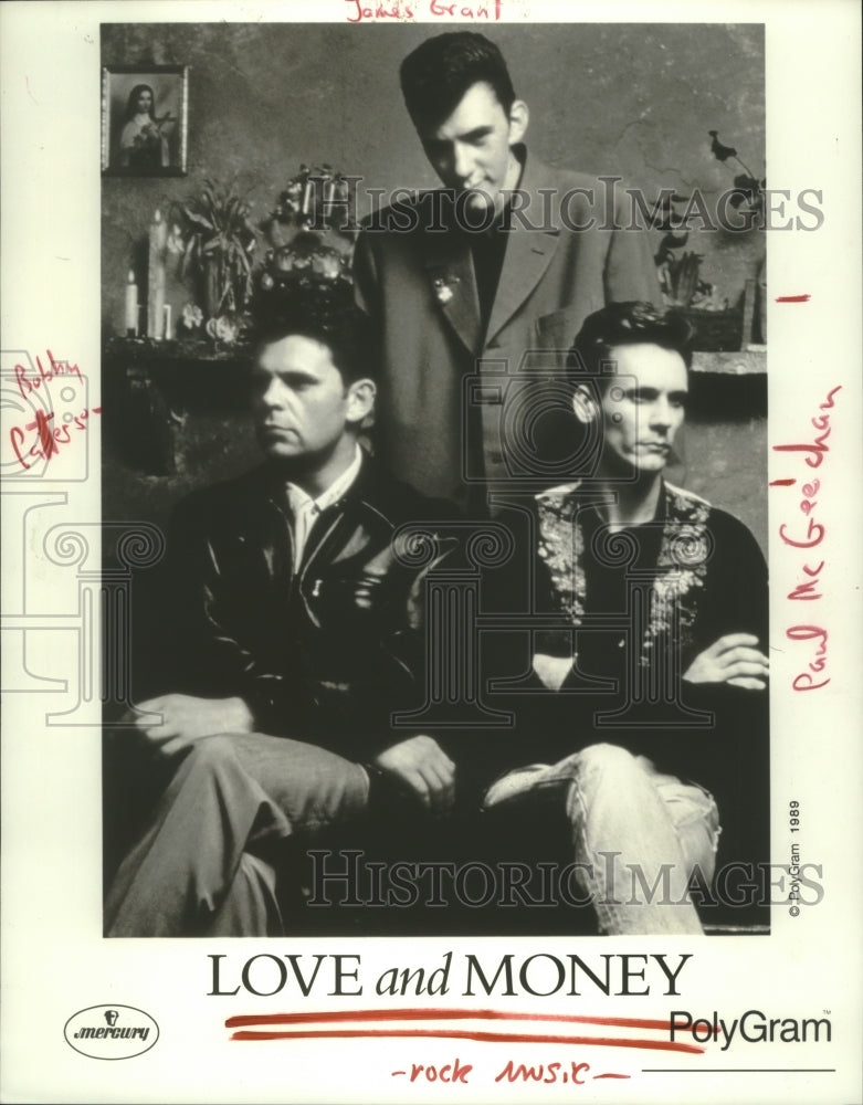 1989 Press Photo Members of the rock music group Love and Money - hcp05568- Historic Images