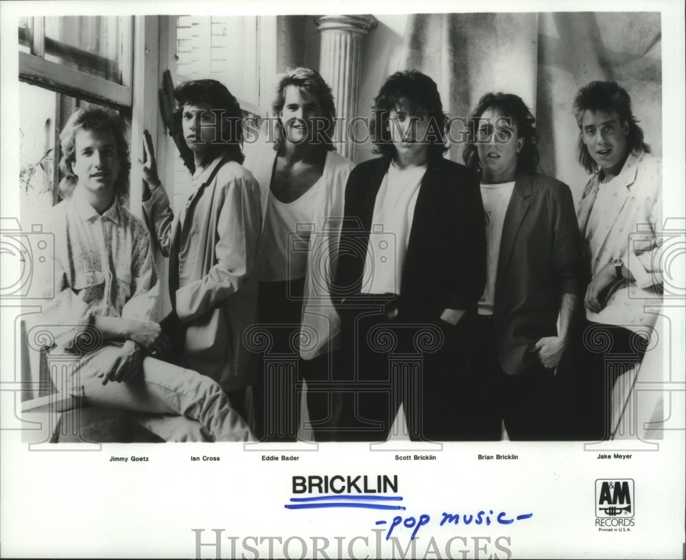 1986 Press Photo Members of pop music group &quot;Bricklin&quot;. - hcp05608- Historic Images