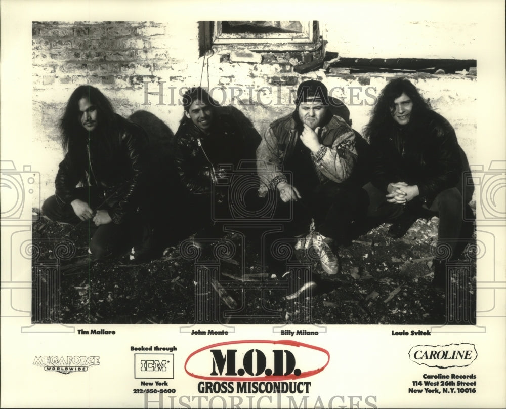 1989 Press Photo Members of rock group &quot;M.O.D. Gross Misconduct&quot;. - hcp05645- Historic Images