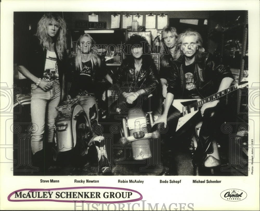 1990 Press Photo Members of &quot;MaAuley Schenker Group&quot;. - hcp05647- Historic Images