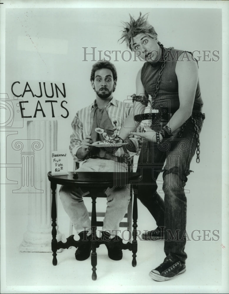 1986 Press Photo Scene from What's Right On and What's Left Out at Comedy Shop.- Historic Images