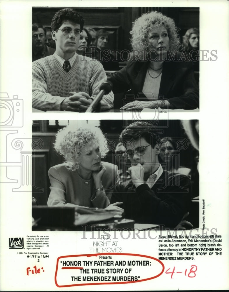 1994 Press Photo Susan Blakely and David Beron star in a movie together- Historic Images