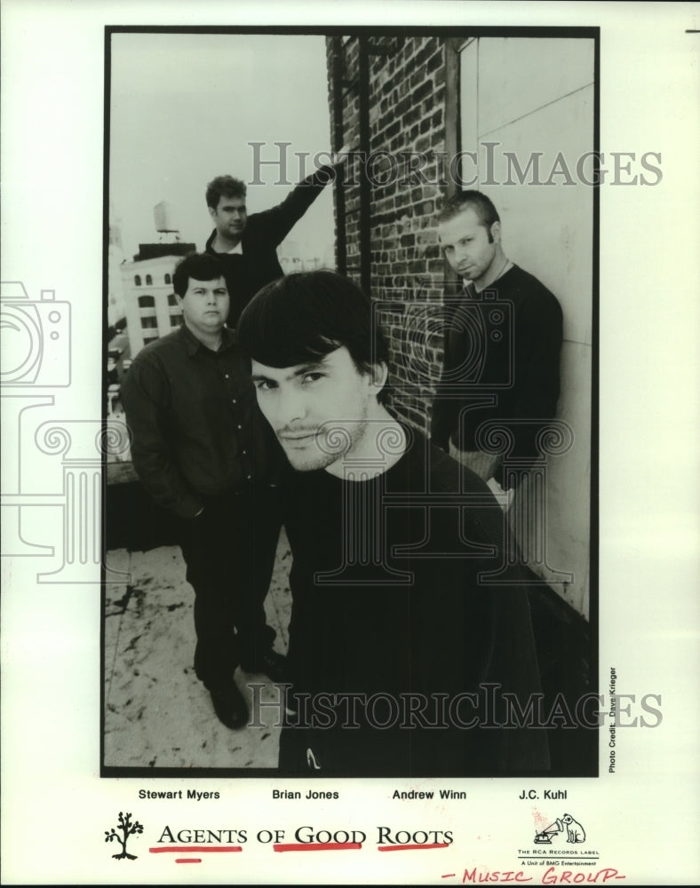 1998 Press Photo &quot;Agents of Good Roots&quot; Stewart Myers, Brian Jones, Andrew Winn- Historic Images