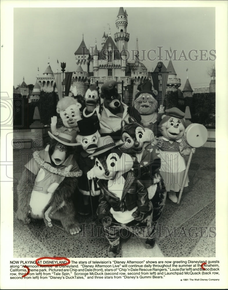 1991 Press Photo Stars of &quot;Disney Afternoon Live&quot; at Disneyland in California- Historic Images