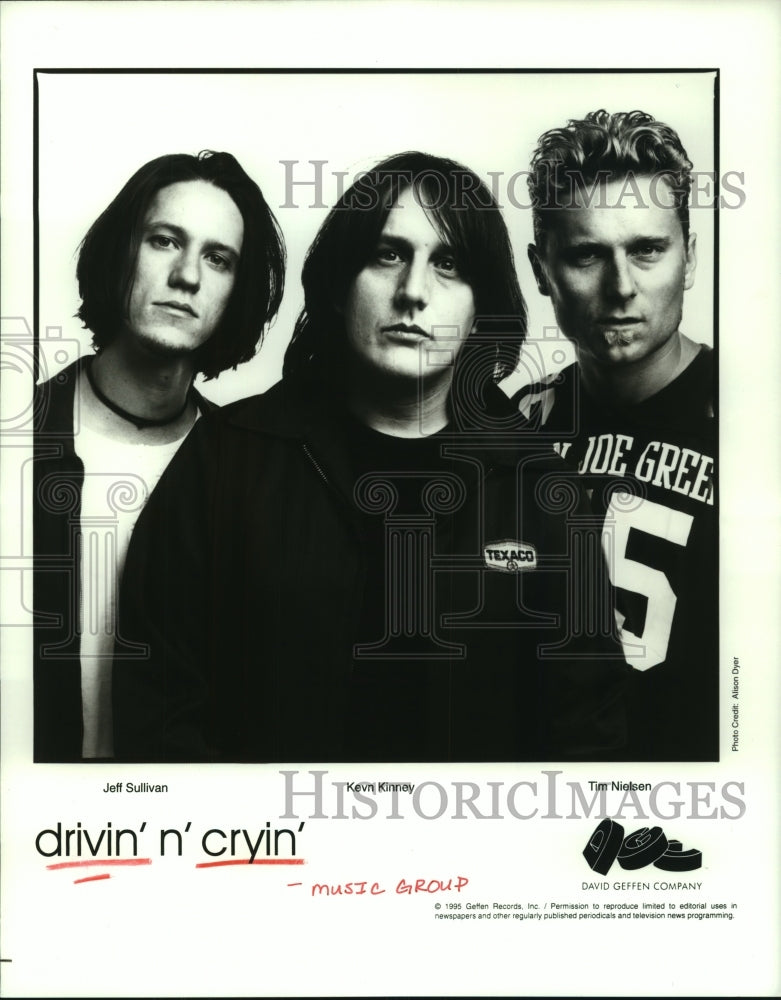 1995 Press Photo &quot;Drivin&#39; n&#39; Cryin&#39;&quot; Jeff Sullivan, Kevin Kinney, Tim Nielsen- Historic Images