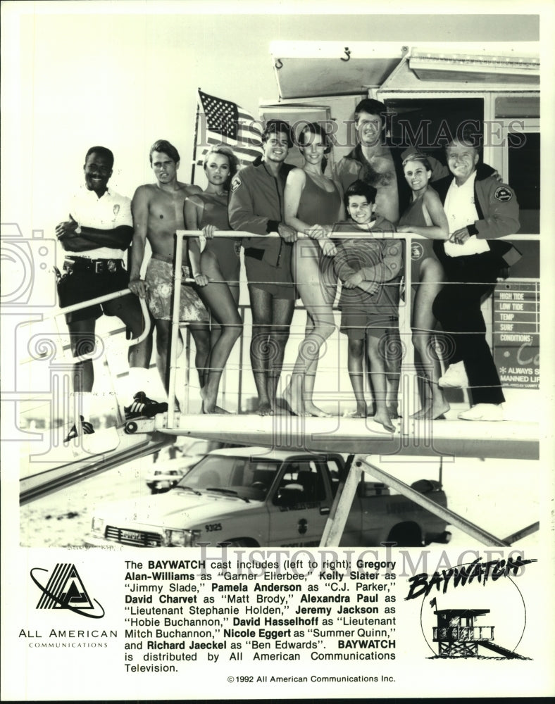 1992 Press Photo Cast Members "Baywatch" TV Series, Gregory Alan-Williams- Historic Images