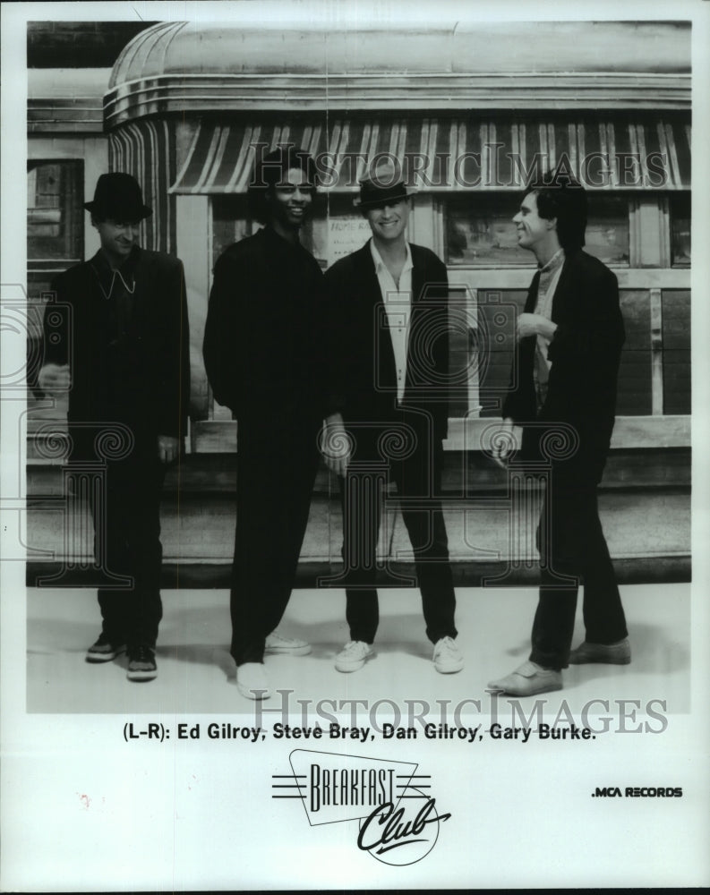 1987 Press Photo"Breakfast Club" Gary Bruke, Ed Gilroy, Dan Gilroy, Steve Bray- Historic Images