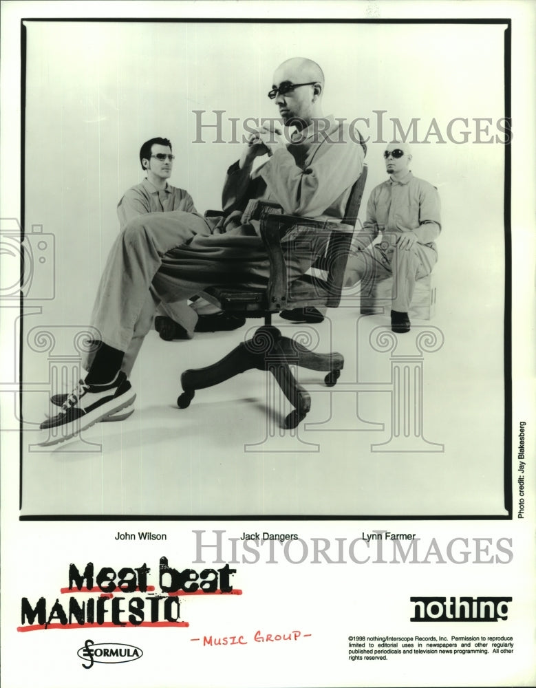 1998 Press Photo John Wilson, Jack Dangers &amp; Lynn Farmer of Meat Beat Manifesto.- Historic Images