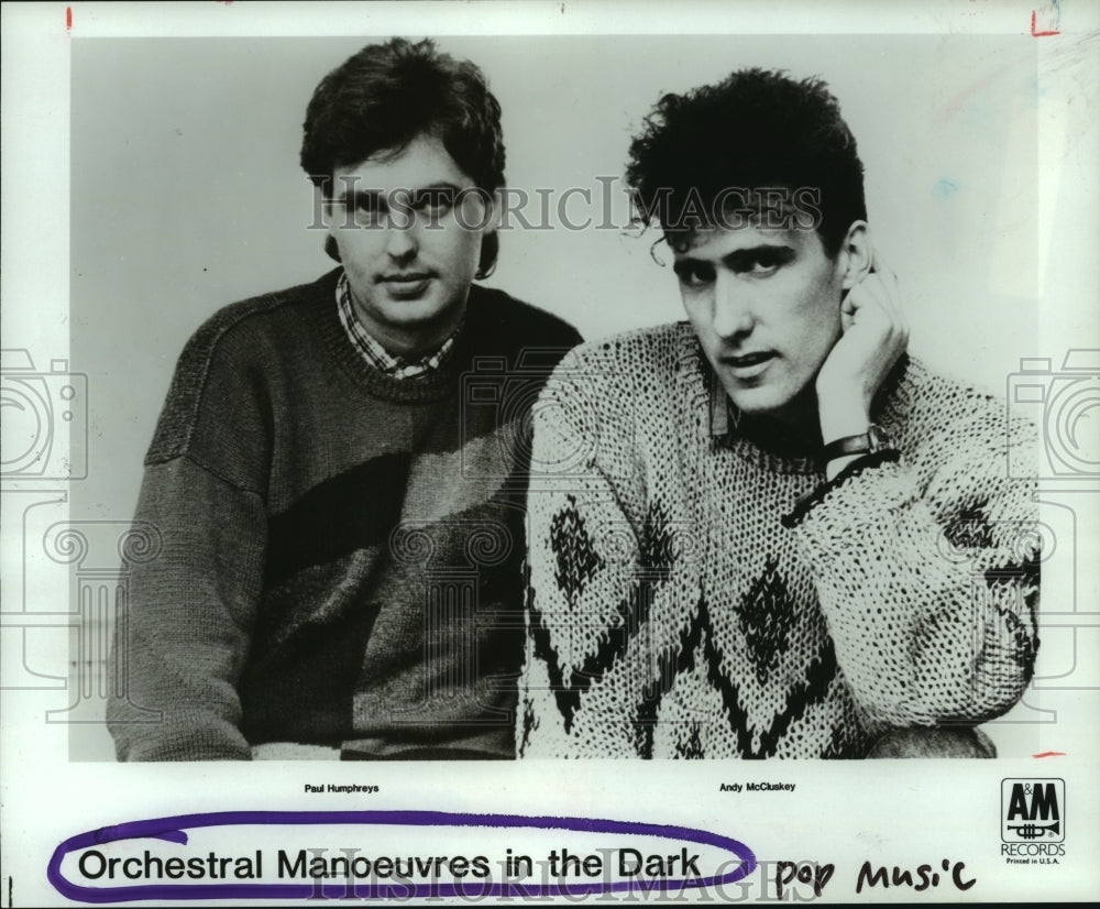 1984 Press Photo Members of pop music group Orchestral Manoeuvres in the Dark- Historic Images