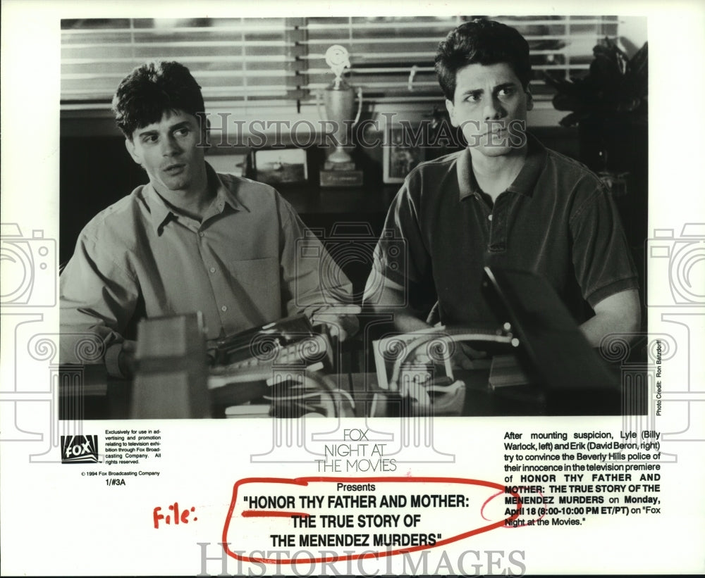 1994 Press Photo Honor Thy Father & Mother: True Story of The Menendez Murders- Historic Images