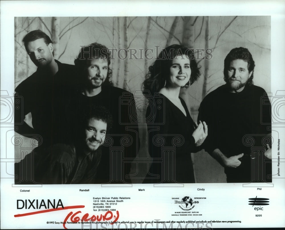 1992 Press Photo Dixiana: Colonel, Randall, Mark, Cindy, Phil - country music- Historic Images