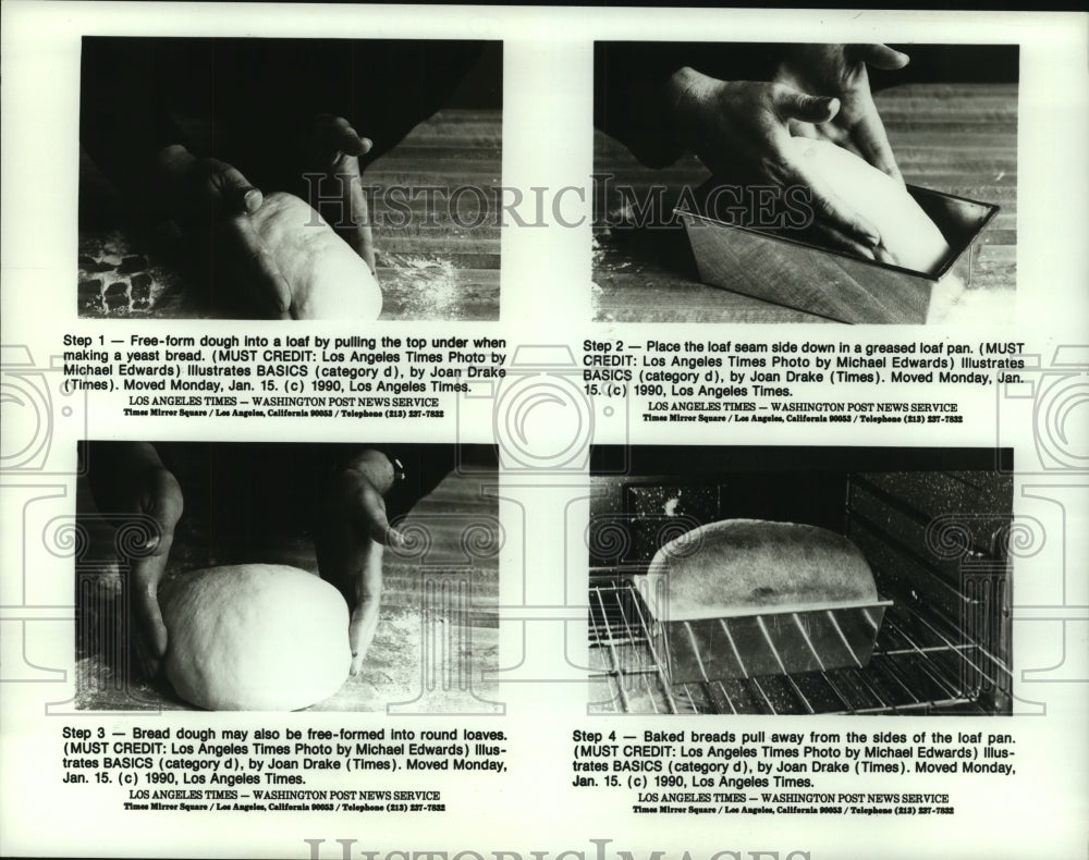 1990 Press Photo Steps to making a loaf of bread - hcp07190- Historic Images