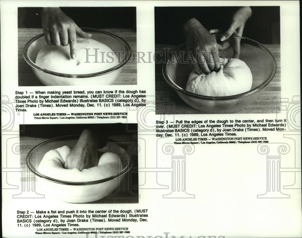 1989 Press Photo Steps in making yeast bread - hcp07191- Historic Images