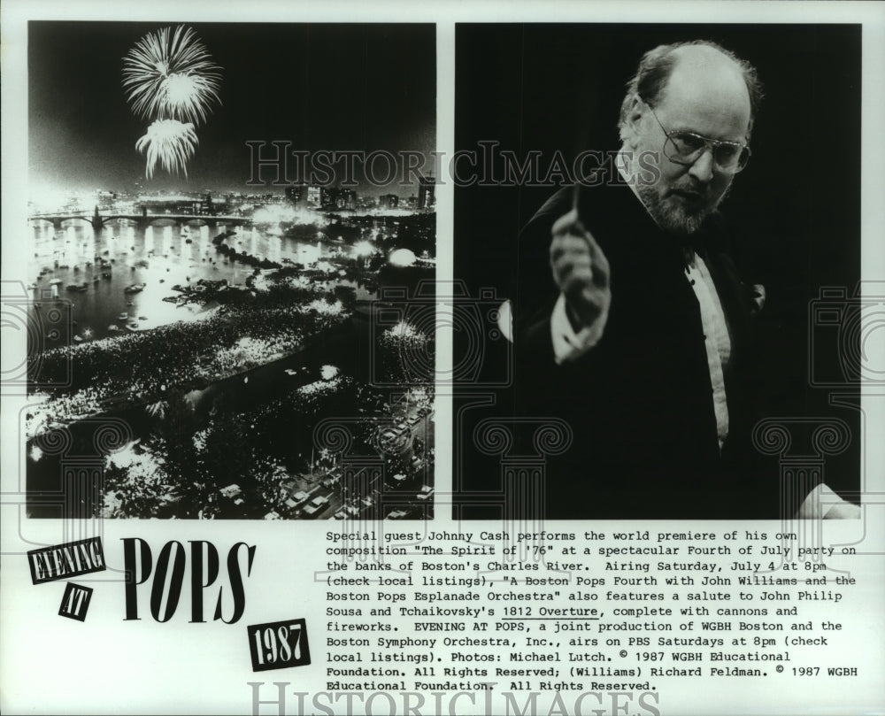 1987 Press Photo &quot;Evening at Pops&quot; Esplanade, Boston - John Williams - hcp07193- Historic Images