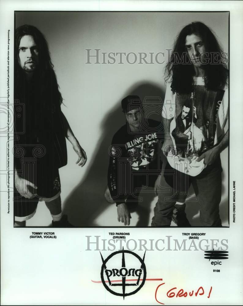 1990 Press Photo Tommy Victor, Ted Parsons, Troy Gregory are the band Prong- Historic Images